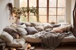 Bohemian Chic Living Room: Cozy Layers & Chunky Knit Blankets Inspo