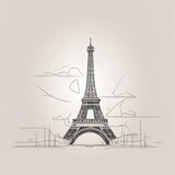 Fototapeta Boho - minimalist line art design of the Eiffel Tower, using simple shapes and negative space