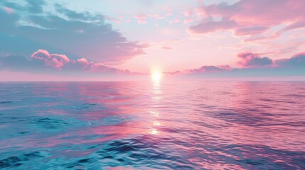Wall Mural - Pastel pink and blue sunrise over the ocean texture background.