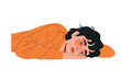 Insomnia person lying with open eyes isolated vector style