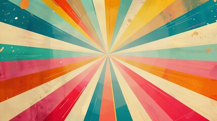Wall Mural - Retro sunburst background with vibrant colors and light rays
