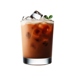 A glass of iced coffee isolated on a white background, PNG