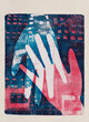 © Catherine MacBride/Stocksy - Acrylic hand monoprint in red, white and blue