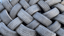 Stacked Car Tyres
