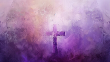 Poster - A purple background with a cross in the middle