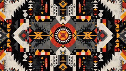 Wall Mural - traditional Native American patterns and motifs, representing the rich cultural history of Oklahoma's indigenous peoples - AI Generated