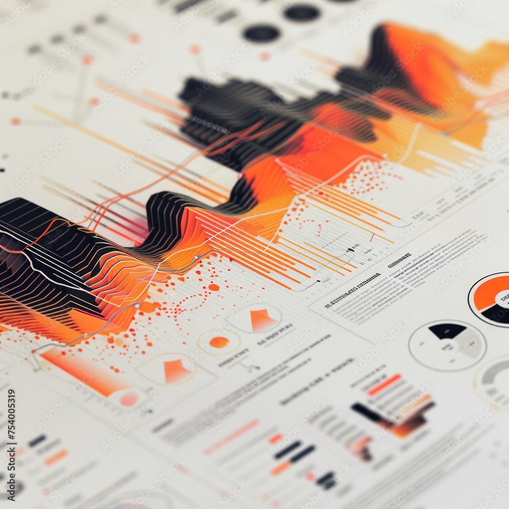 Dynamic data charts and creative infographics contrast with the ...