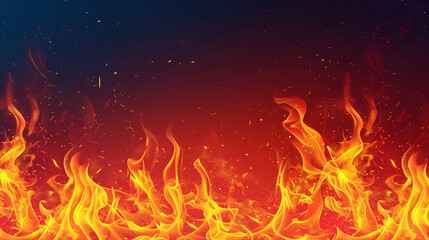 Wall Mural - Fire border background with copy space