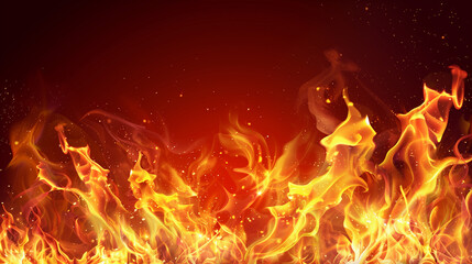 Wall Mural - Fire border background with copy space