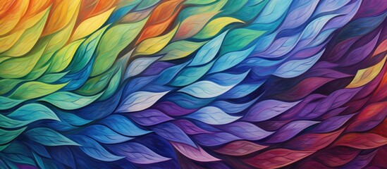 Wall Mural - A vibrant abstract painting featuring a wave in rainbow colors, with intricate textures in the background. The wave captures the spectrum of colors, creating a dynamic and energetic composition.