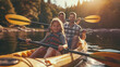 Family kayaking adventure, active lifestyle