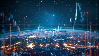Poster - digital graph of rapid investment growth, Skyrocketing Stocks Dynamic graph showing stocks soaring upwards.