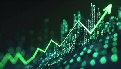 Poster - investment growth concept with graph pointing upwards. stock market, bitcoin, property.