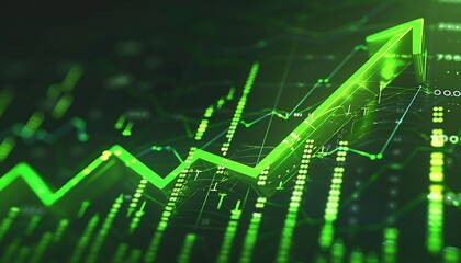 Poster - investment growth concept with graph pointing upwards. stock market, bitcoin, property.
