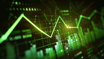 Poster - investment growth concept with graph pointing upwards. stock market, bitcoin, property.