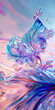 Abstract background with wavy folds and iridescent paint splashes in blue and pink colors.