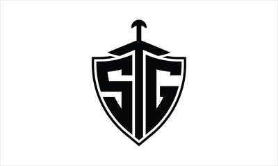 SG initial letter shield icon gaming logo design vector template. batman logo, sports logo, monogram, polygon, war game, symbol, playing logo, abstract, fighting, typography, icon, minimal, knife logo