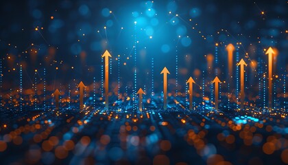 Aufkleber - investment growth concept with arrow pointing upwards. stock market, bitcoin, property.