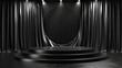 3d podium black background and fabric curtain with spotlight luxury - generative ai