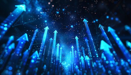 Poster - investment growth concept with arrow pointing upwards. stock market, bitcoin, property.