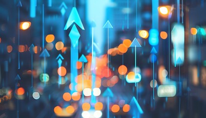 Poster - investment growth concept with arrow pointing upwards. stock market, bitcoin, property.