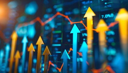 Poster - investment growth concept with arrow pointing upwards. stock market, bitcoin, property.
