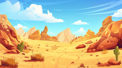 Wall Mural - Desert cartoon game illustration background 