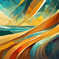 Wall Mural - Abstract Summer tones and textures watercolor on digital art concept.