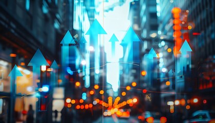 Poster - investment growth concept with arrow pointing upwards. stock market, bitcoin, property.