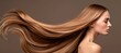 © Ilja - Blonde woman with flowing hair on dark background, beauty and hair care concept, product ad