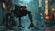 In a Deineka-inspired world a skinny cyberpunk droid