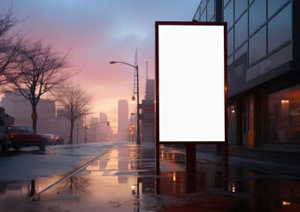 Poster - White Billboard Mockup of a Large Advertising Poster on the Street extreme closeup. Generative AI