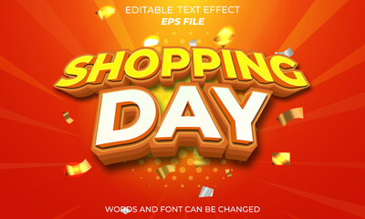 Fototapete - shopping day text effect, font editable, typography, 3d text. vector template