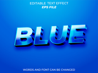 Poster - blue text effect, font editable, typography, 3d text. vector template