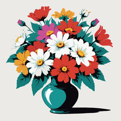 Sticker - flowers in vase