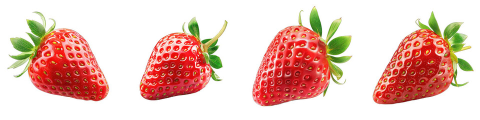 Wall Mural - Delicious strawberry  Hyperrealistic Highly Detailed Isolated On Transparent Background Png File