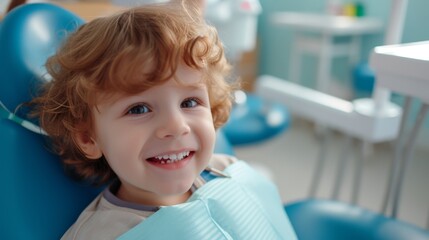 Joyful young boy during a dental appointment