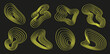 Set de texturas retro futuristas dibujadas a mano color amarillo. Vector