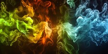 Abstract Expression Of Colorful Smoke, Reminiscent Of Cosmic Activity, Creating An Enigmatic And Fluid Art Form
