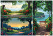 Bench park with panoramic view backgrounds