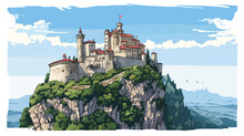 A Sketch Of The Castle In San Marino Made