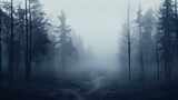 Fototapeta Las - foggy forest at night,mysterious dark forest at night