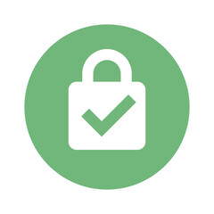 Poster - Padlock icon with check mark. Security. Vector.