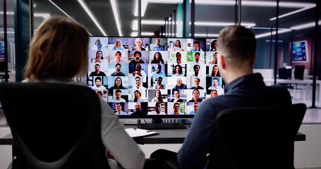 Poster - Online Video Conference Meeting On Computer