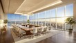 © AnyPic289 - Luxurious and modern interior design conference room with large windows and surrounding scenery.