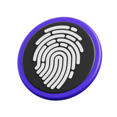 Poster - 3D Fingerprint Biometric Impression. 3d illustration, 3d element, 3d rendering. 3d visualization isolated on a transparent background