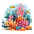 A colorful coral reef. Vector clipart.