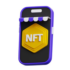 Aufkleber - 3D NFT Marketplace Crypto Showcase. 3d illustration, 3d element, 3d rendering. 3d visualization isolated on a transparent background