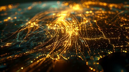 Aufkleber - Illuminated cityscape at night with glowing network lines, conceptualizing connectivity and data flow. perfect for technology themes. AI