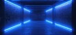 Futuristic Blue Neon Lights in Corridor